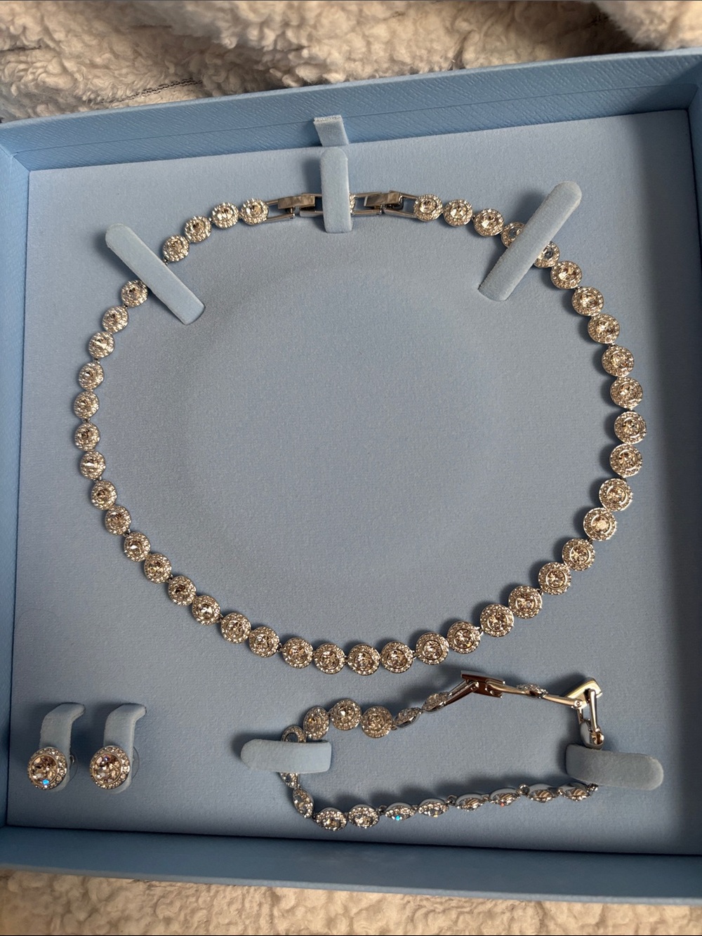 Swarovski Silver Clear Crystal Tennis Necklace and Bracelet Set - Picture 2 of 3